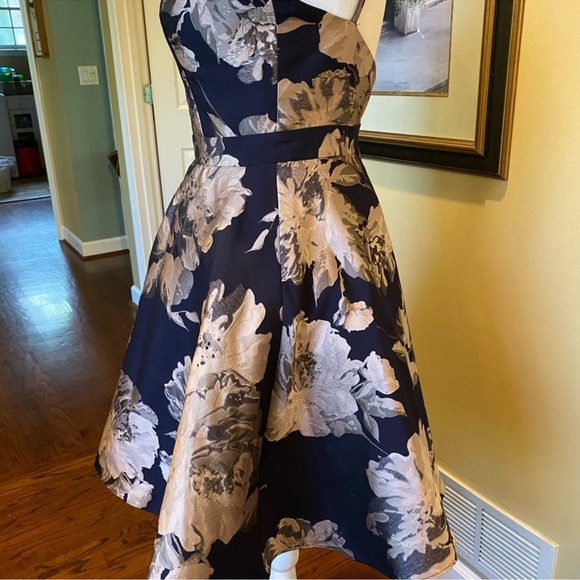 XSCAPE Satin Halter Neck Fit & Flare Floral Print Mini Dress - Picture 7 of 14